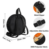 Women Orange White Cat Moon Round Crossbody Bag, Soft Light Zipper Shoulder Bag, Trendy Handbag for Work Shopping Travel