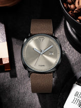 TOMI Men's Watch Minimalist Fashion Sports Watch Calendar Leather Casual Quartz Watch