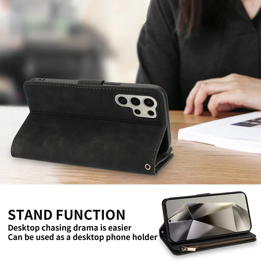 Samsung Galaxy Wallet Case with Strap & Stand