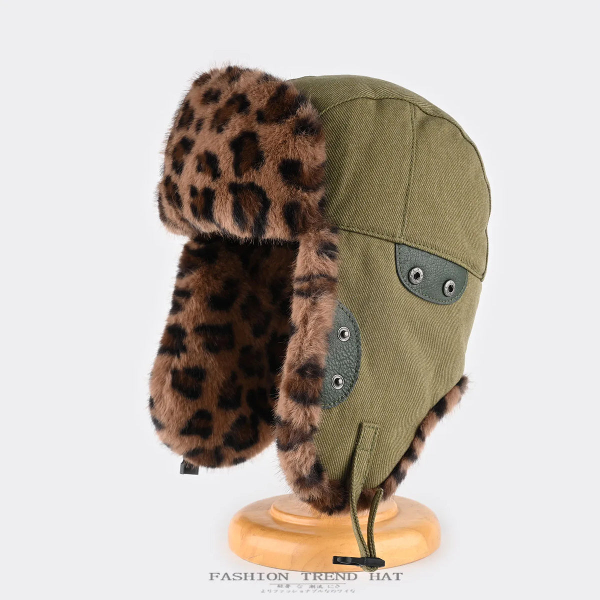 wild leopard print pilot caps Faux fur Bomber hat men ski cap winter hat thickened warm ear protect hat classic riding cap털모자