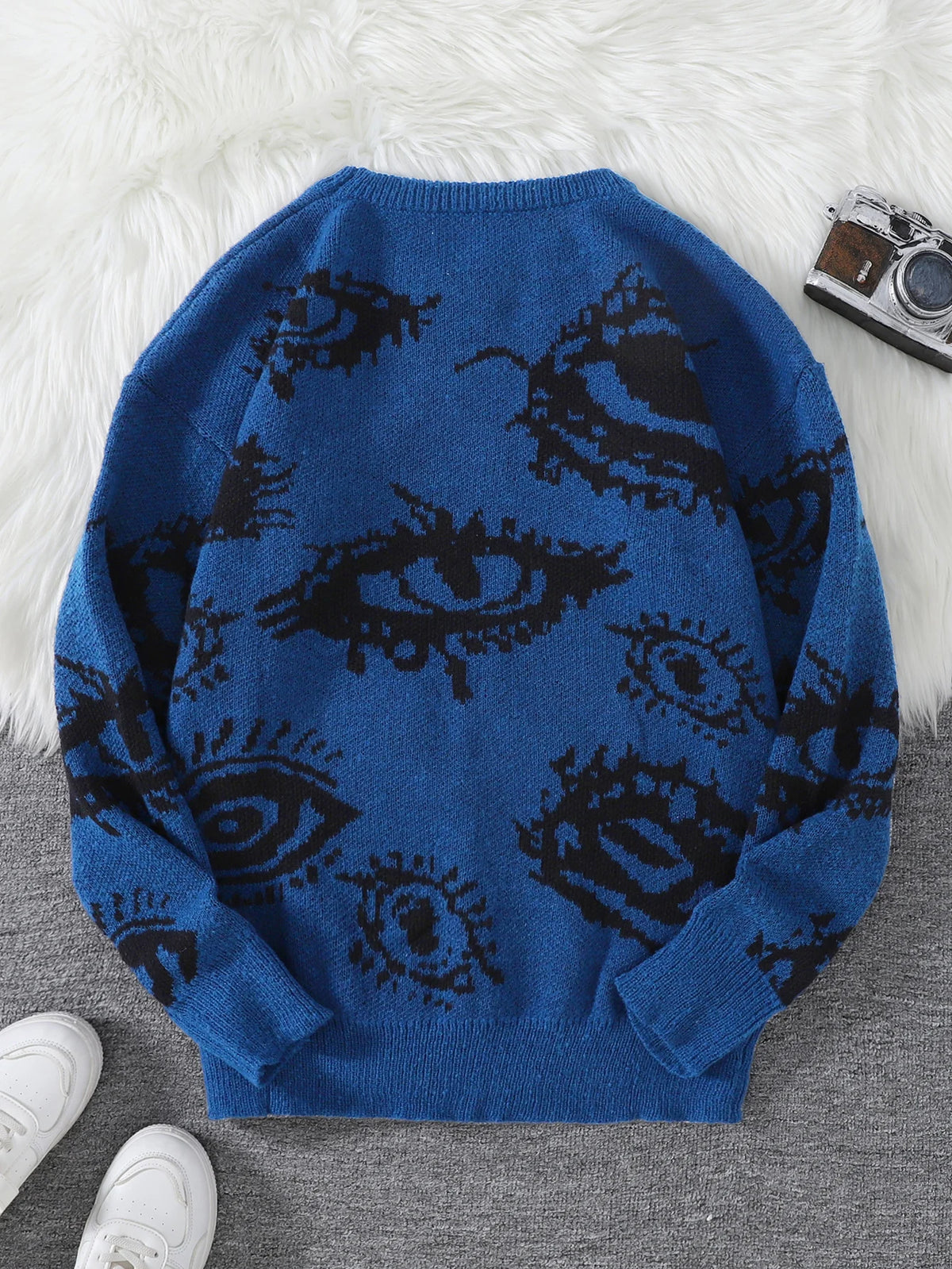 Men's Abstract Eye Jacquard Knit Sweater