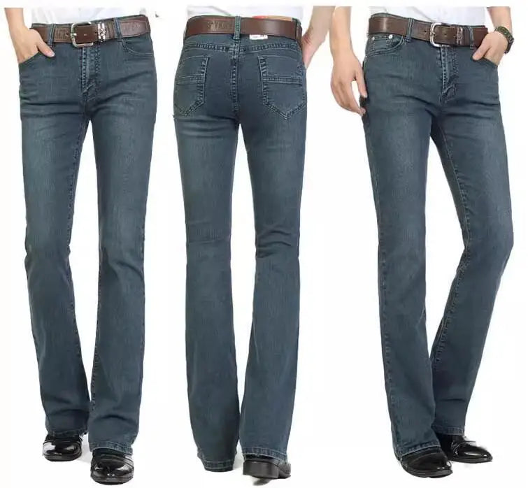 Men's Mid-Rise Flare Jeans | Slim Fit Denim Trousers
