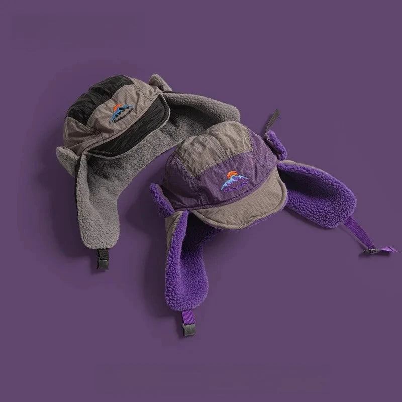 Embroidered Plush Earflap Bomber Hat – Unisex Winter