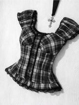 Y2K Gothic Aesthetic Top Square Neck Women's Retro Harajuku Fashion Casual Fairy Style Sweet and Cute Emotional Girl
