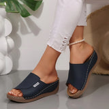 Women Wedge Slippers Summer 2025 New Fashion Slippers Open Toe Breathable Sandals Comfortable Buckle Woman Shoes Slides Women