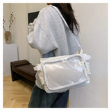 Fashion Transparent Ita Bag Large Capacity College Style Shoulder Bag Canvas Jk Handbag Women Tote Bag College Style