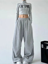 Women's High-Waist Wide-Leg Drawstring Pants