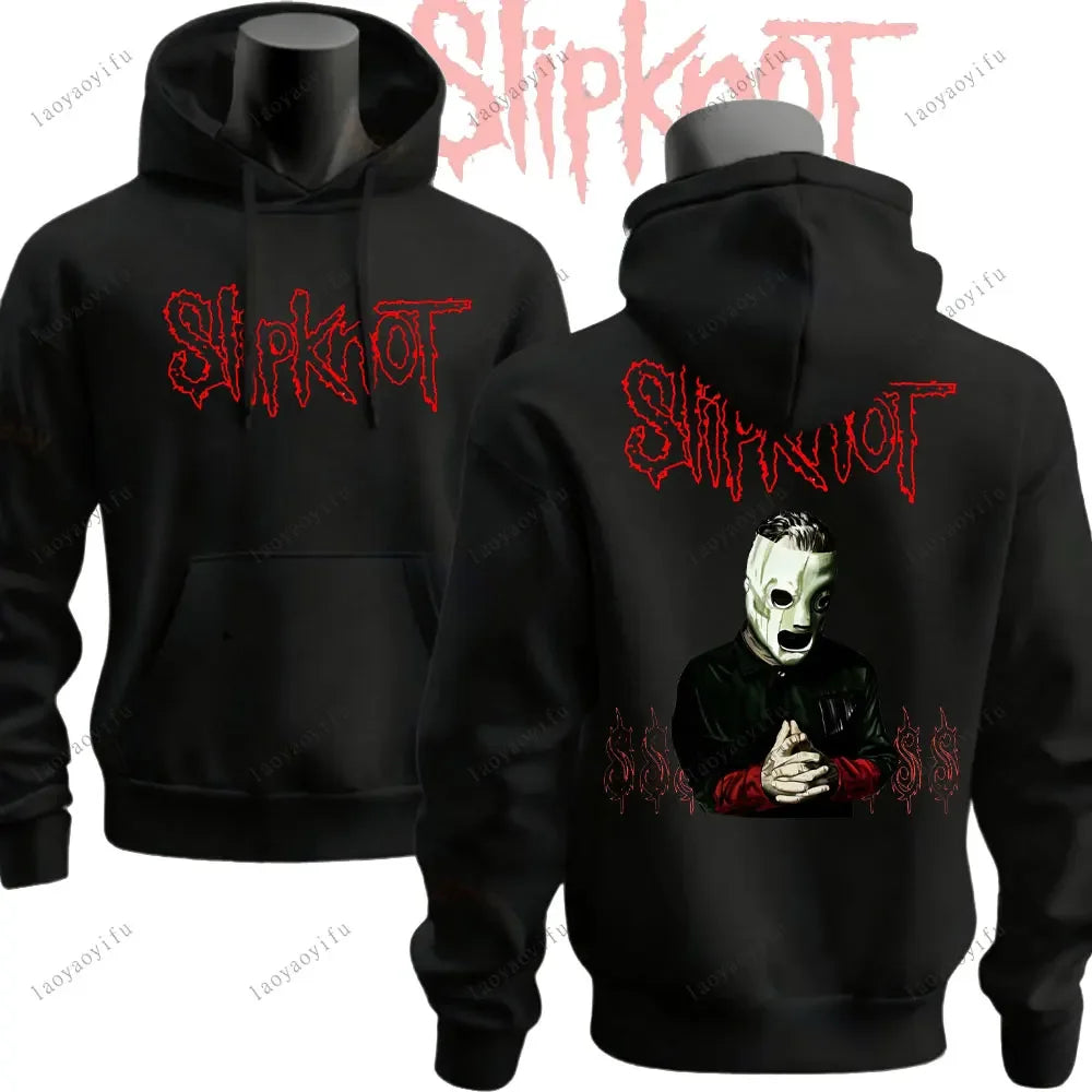 Winter Vintage Slipknots Prepare for Hell Tour Black Hoodies Heavy Metal Rock Band Men Hip Hop Aesthetic Sweatshirt Men Clothing