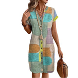 Geometric Print V-Neck Sun Dress