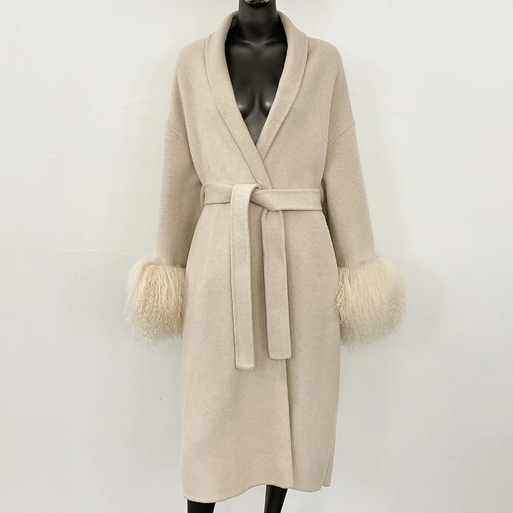Double-Sided Wool & Fox Fur Jacket