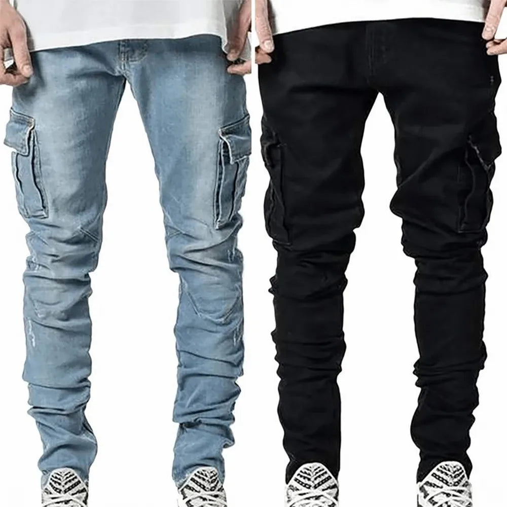 Men's Slim Fit Stretch Denim Cargo Jeans