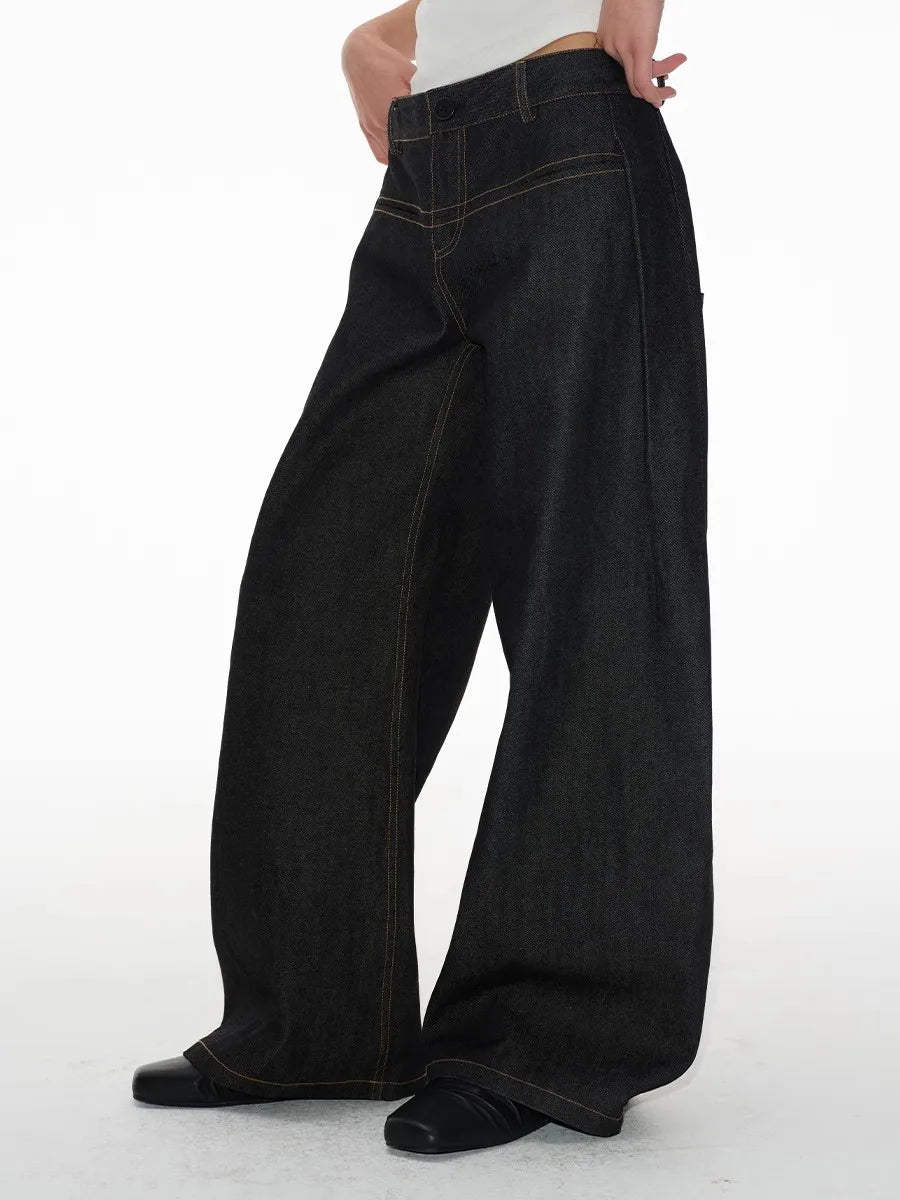 Vintage Baggy Low Waist Jeans Women Y2K Wide Leg Pants Oversized Harajuku White Lace Straight Leg Jeans