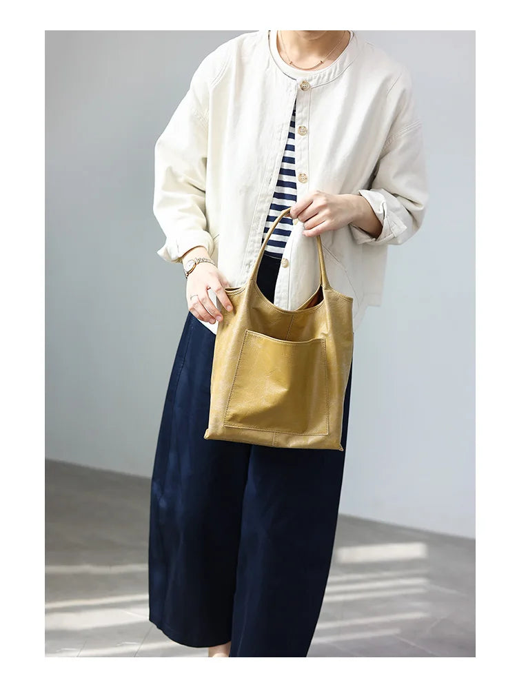 Women Genuine Leather Tote Luxury Light Weight And Comfortable To Use Handbag Colorful Soft Shopping Bags