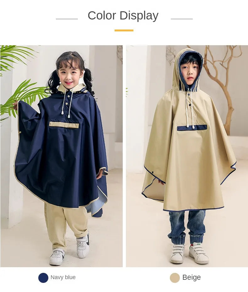 Kids' Cloak-Style Waterproof Poncho Raincoat