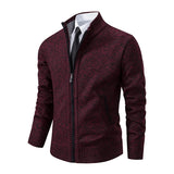 Men’s Fleece-Lined Stand Collar Cardigan