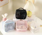 Large Mesh Makeup Bag for Women Portable Breathable Cosmetic Organizer Bag Travel Makeup Pouch with Simple Design