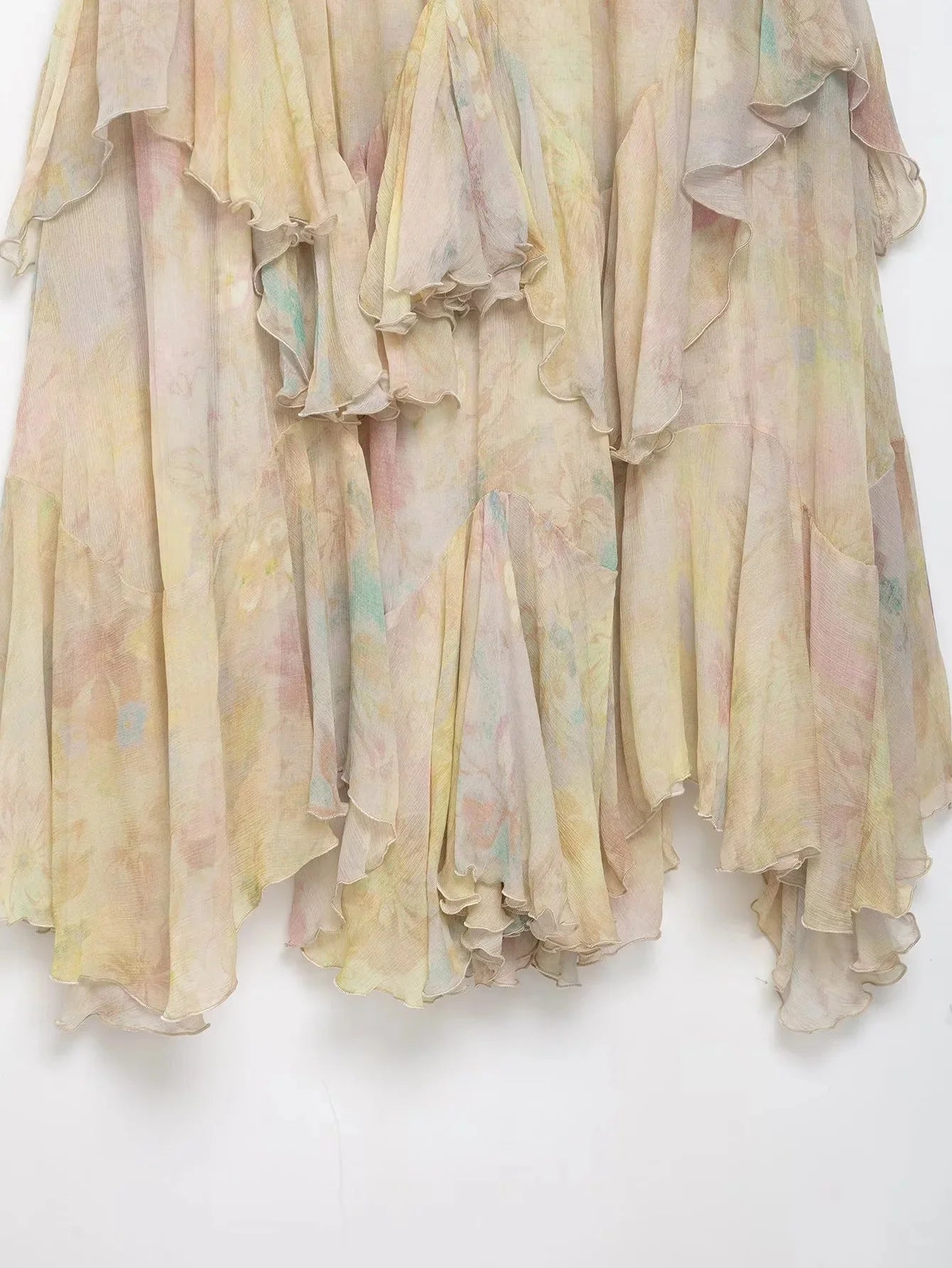 KONDALA Floral Tiered Chiffon Maxi Skirt – Boho Elegance