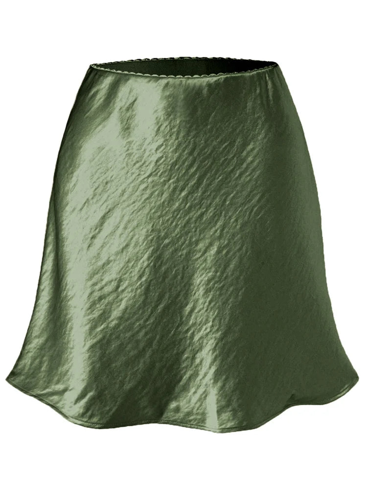 Women's Satin A-Line Mini Skirt | High Waist Office Style