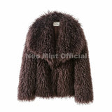 Lulicore Women’s Chic Brown Faux Fur Jacket – Premium Warm Autumn/Winter Overcoat