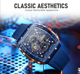 Men’s Sport Quartz Watch – Yellow Silicone Strap, Luminous Auto Date Square Dial