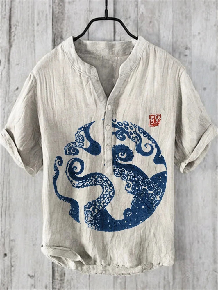 Men's USA-Made 3D Print V-Neck Summer Shirt | S-5XL