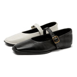 AIYUQI Mary Jane Ballet Flats | Genuine Leather Square Toe