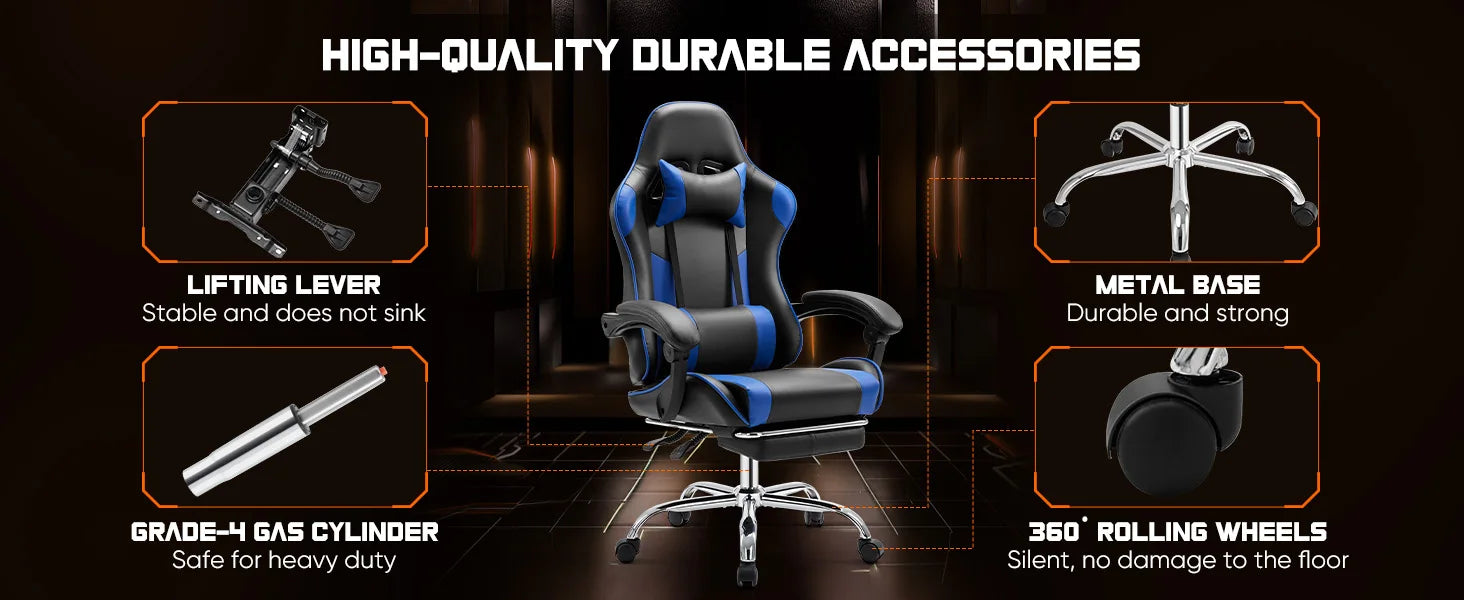 JHK Ergonomic Gaming Chair | Adjustable PU Leather Seat