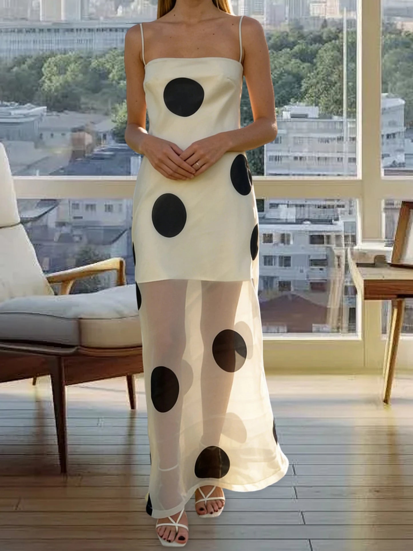 Floral Print Mesh Maxi Dress