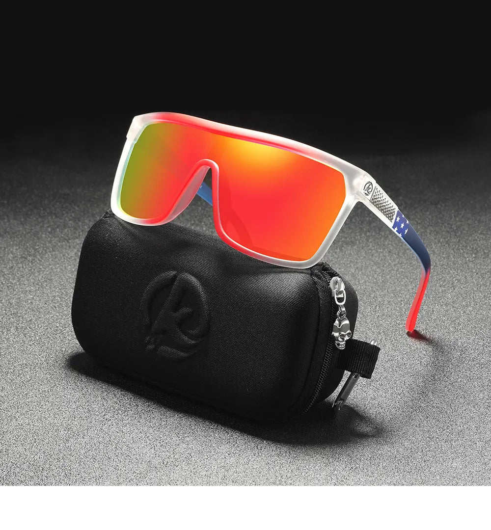 KDEAM One-piece Shape Men Sunglasses Polarized Elastic Paint Surface Sun Glasses Women Suitable Long-lasting Goggles Cat.3