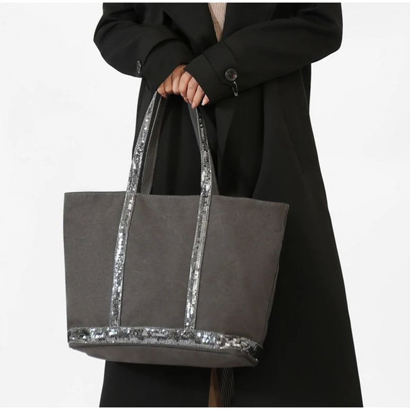 Women's Sequin Canvas Tote Bag