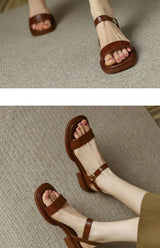 Women's Low-Heel Buckle Strap Sandals