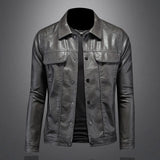 2024 Autumn and Winter New Men's Fashion Handsome with Solid Color Boutique Lapel Motorcycle Leather Coat Slim Fashion  M-5XL