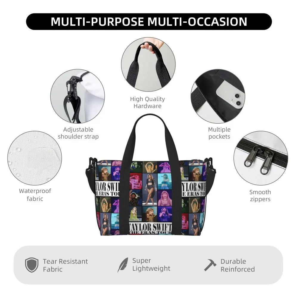 Custom The Eras Tour 1989 Taylor's Swift's American Pop Singer Tote Bag Women Large Capacity Beach Gym Travel Bags