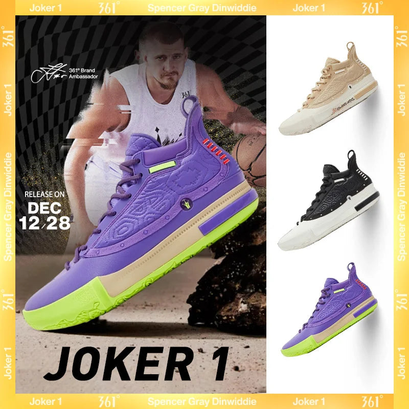 361 Degrees Joker 1 Men Combat Basketball Shoes Jokic High-top Anti-slip Shock-Absorbing Wear-resistant Male Sneakers 572511103