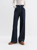 FSLE Straight High Waist Jeans for Women Winter Solid Simple All-match 2025 New Long and Short Versatile Pants Korean Style