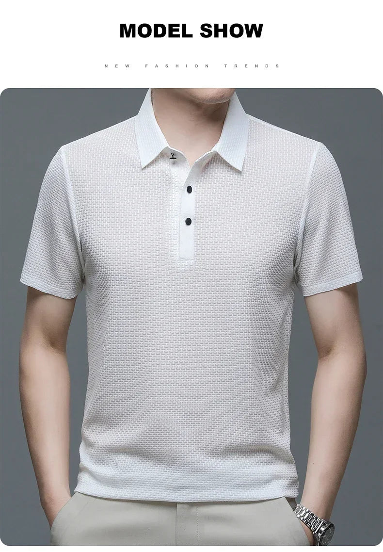Men's Ice Silk Polo Shirt – Breathable Smart Casual Tee
