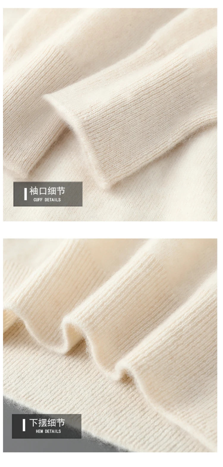 DjzDsm Autumn Winter Men's Sweater 100% Merino Wool Thick Hooded Pullover Soft Knitwear Casual Comfort Wool Clothing Tops