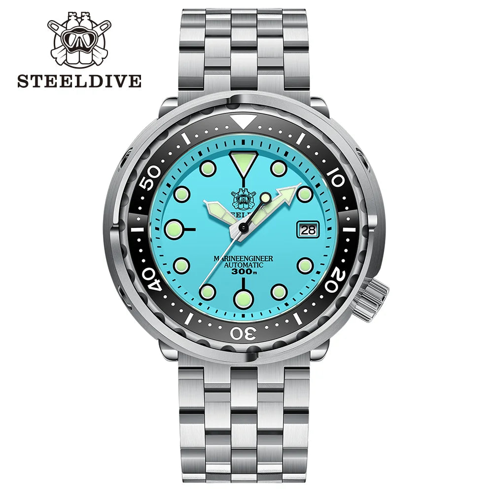 STEELDIVE SD1975 Luxury Auto Watches Men Dive Watch 300m Waterproof C3 Luminous Clock Sapphire Mirror NH35 Mechanical Wristwatch