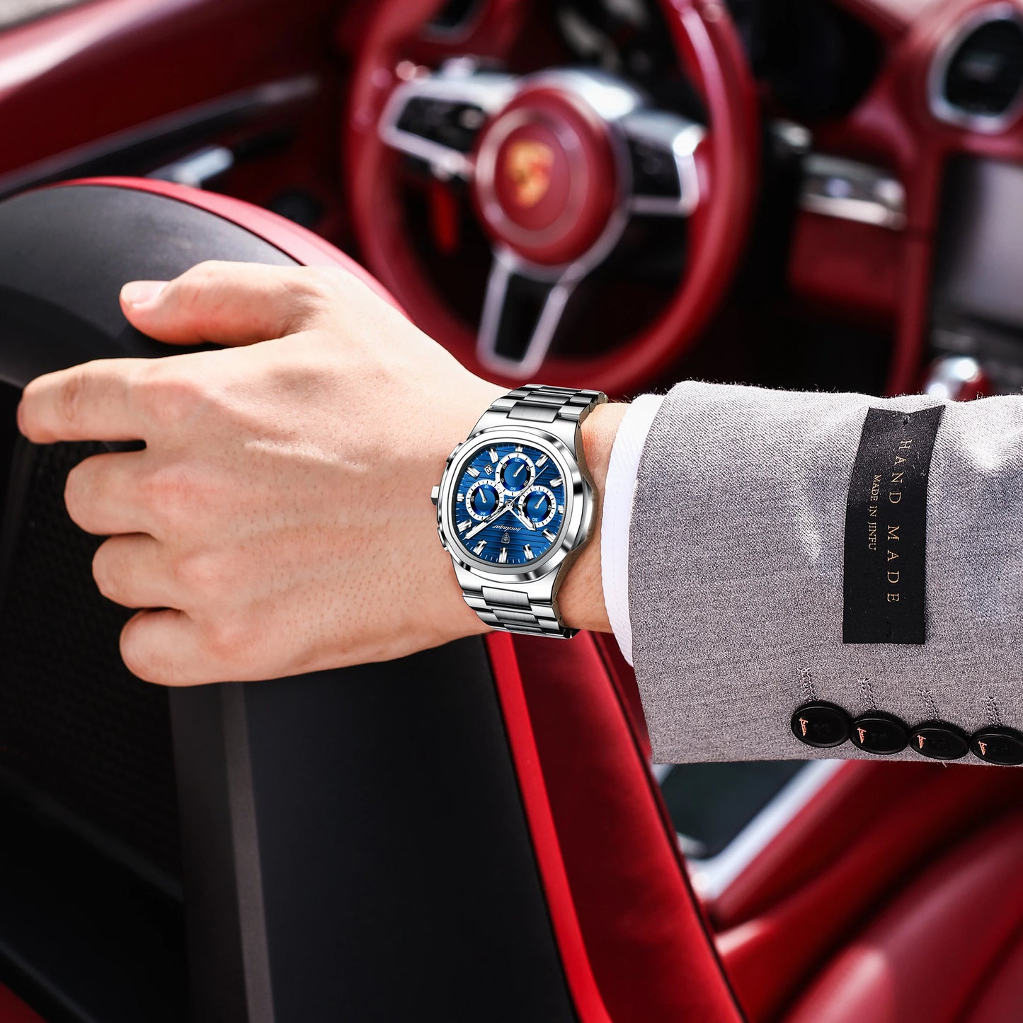 POEDAGAR Top High Quality Man Watch Luminous Waterproof Stainless Steel Men Clock Date Chronograph Quartz Business Men's Watches