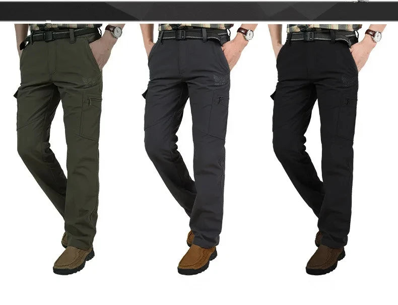 Men's Winter Fleece Straight-Leg Cargo Pants