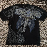 Y2K Gothic Skull Oversized Graphic Tee