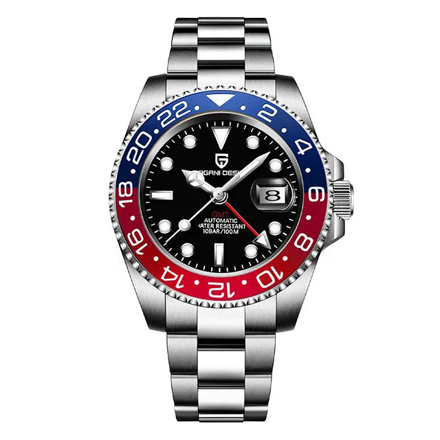 New PAGANI DESIGN Men Mechanical Watch 40mm Luxury Automatic Mens Watches 10Bar Waterproof GMT Wristwatch for Man's Gift PD-1662