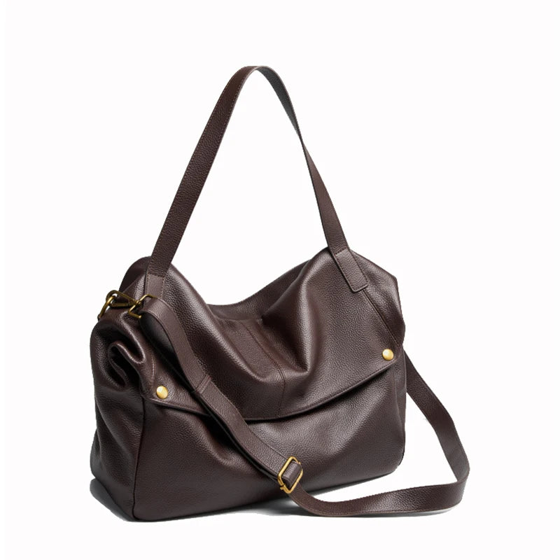 2026 New Large Capacity Women's Shoulder Bag Genuine Leather Tote Casual Handbag for University Students And Commuters Crossbody