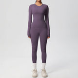 2 PCS Sportswear Yoga Set Gym Clothes Yoga Suits For Women Fitness Set Tracksuits Sports Long Sleeve Crop Top Gym Leggings