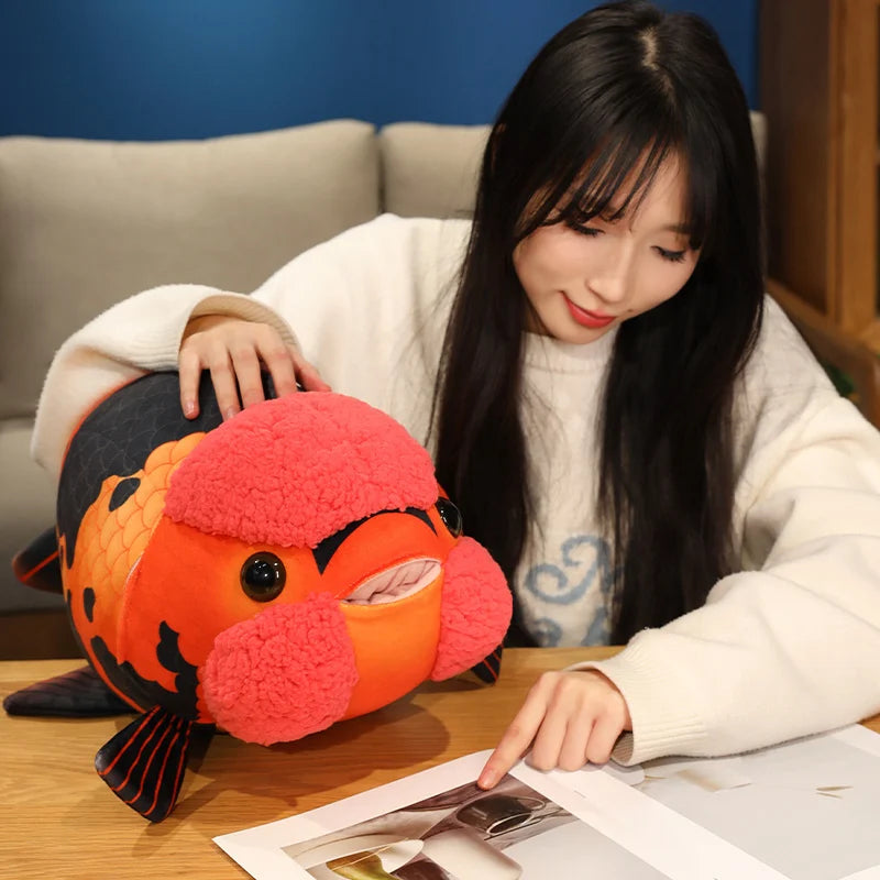 50cm Lifelike Fish Plush Stuffed Toy Goldfish Big Head Soft Pillow for Zoo Park Souvenir Lovely Lan Shou Animal Plushie