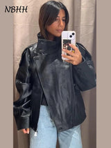 Chic Stand Collar Leather Jacket