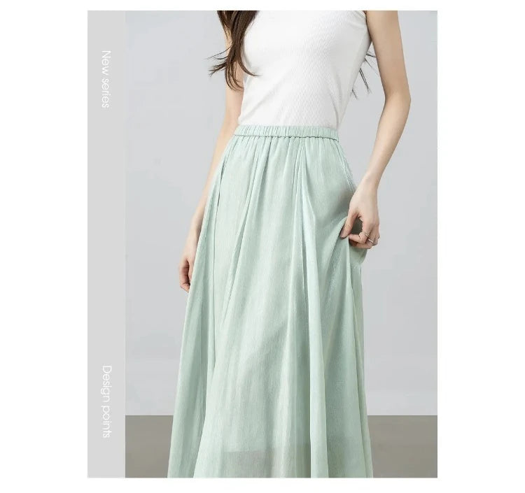 Sentubila Flowy A-Line Skirt – Iridescent Sheen