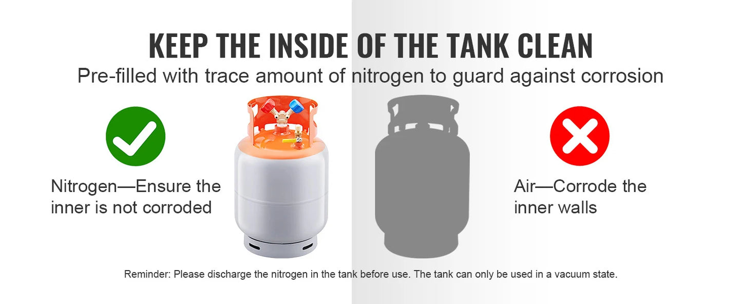 SucceBuy 30 lb Refrigerant Recovery Tank 400 psi Portable Cylinder Tank with Y-Valve for Liquid/Vapor Recovery Can for R22/R134A