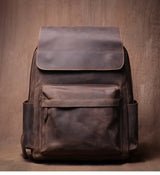LUOKIR High Quality Genuine Leather Backpack Vintage Crazy Horse Cowhide Luxury School Bag Computer Knapsack For 15 Inch Laptop