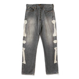 High Quality Japan KAPITAL Hirata Kazuhiro Bone Skeleton Embroidered Pattern Casual Jeans for Men
